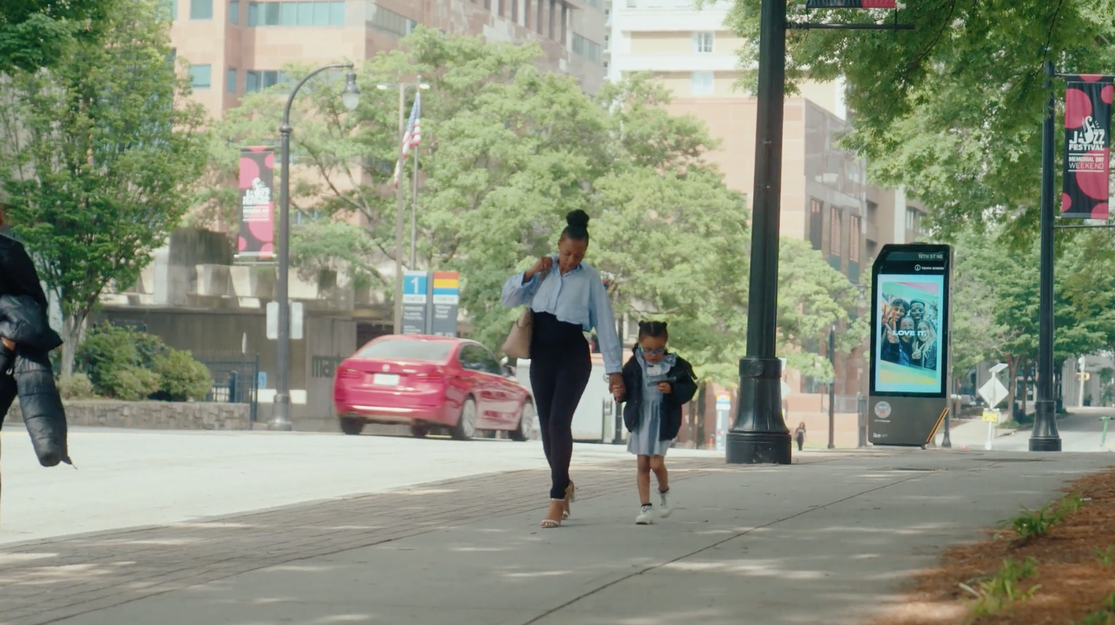 Mother walking with her child